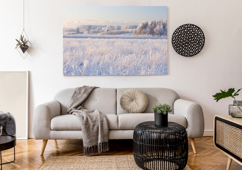 Obraz zimní krajiny v obývacím pokoji